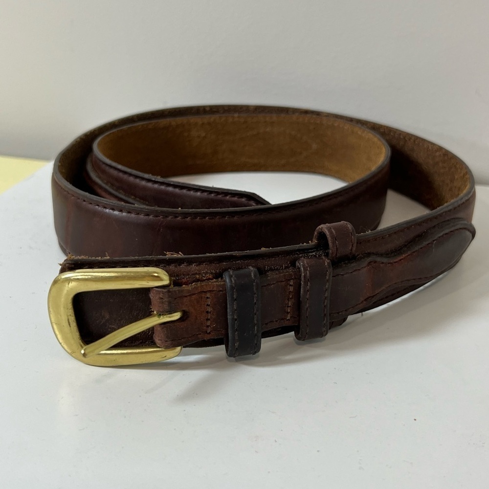 Unknown Sz 34 Made in USA Genuine Tanned Hide Leather Western Aztec Cowboy Belt